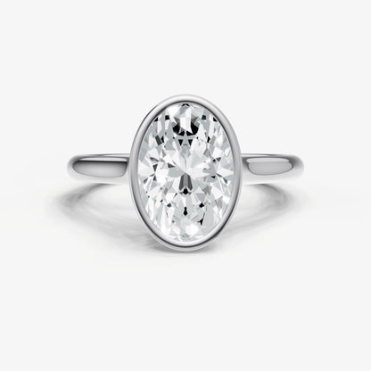 Oval Bezel Set Cathedral Set Engagement Ring
