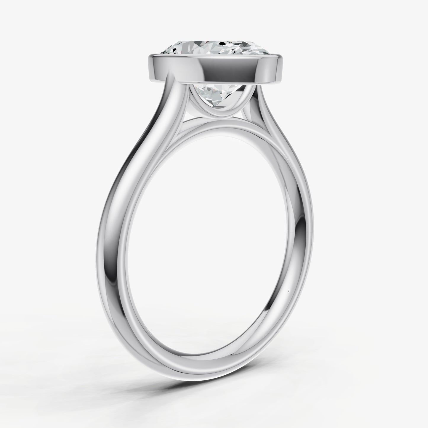 Oval Bezel Set Cathedral Set Engagement Ring