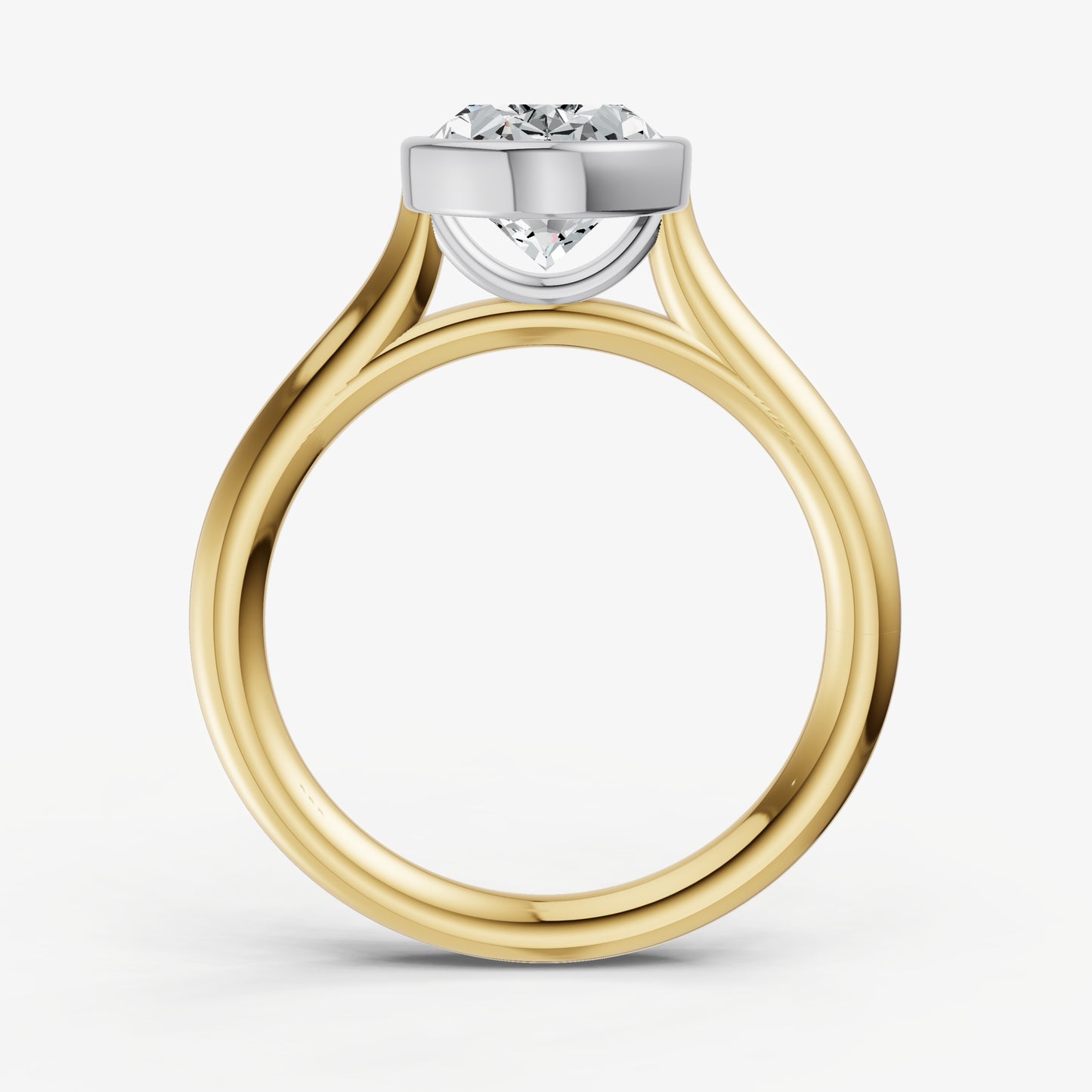 Oval Bezel Set Cathedral Set Engagement Ring