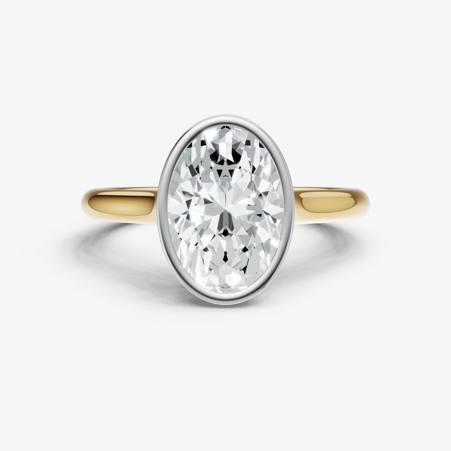Oval Bezel Set Cathedral Set Engagement Ring