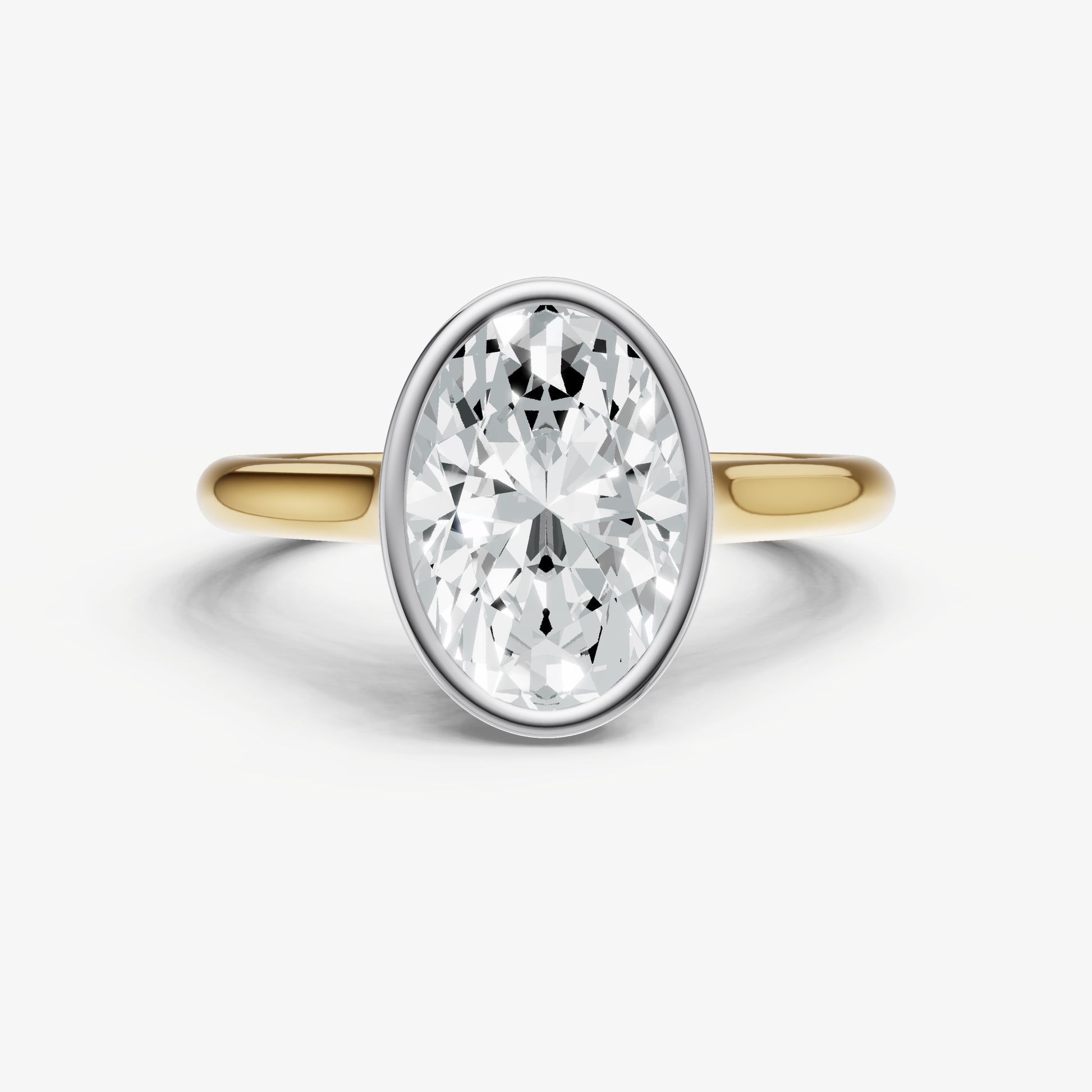 Oval Bezel Set Cathedral Set Engagement Ring