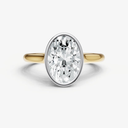 Oval Bezel Set Cathedral Set Engagement Ring