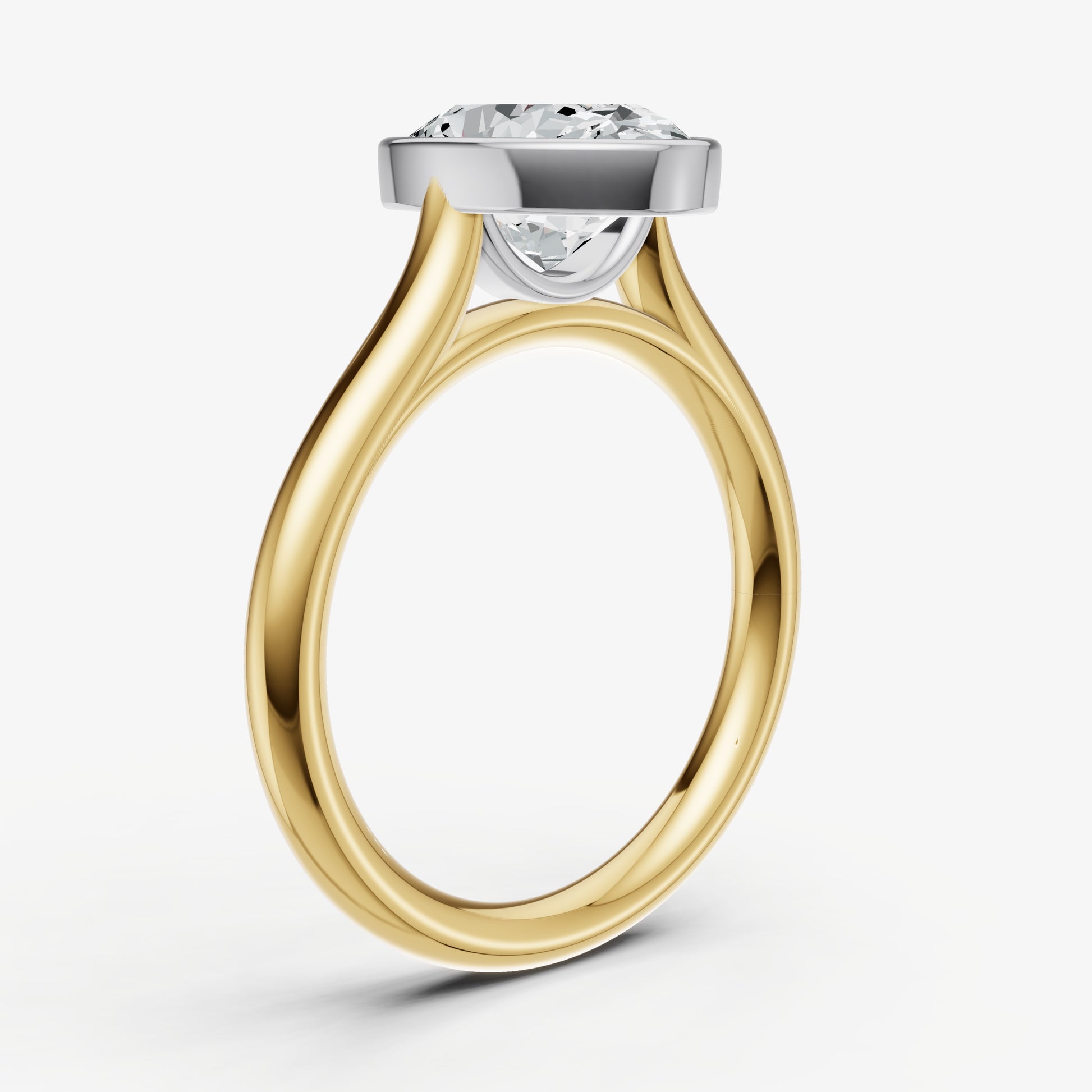 Oval Bezel Set Cathedral Set Engagement Ring
