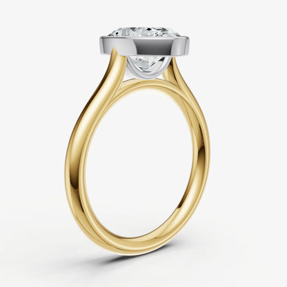 Oval Bezel Set Cathedral Set Engagement Ring