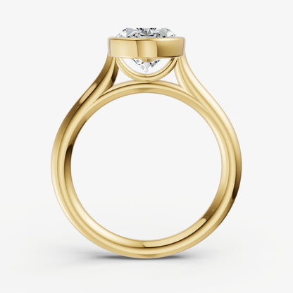 Oval Bezel Set Cathedral Set Engagement Ring