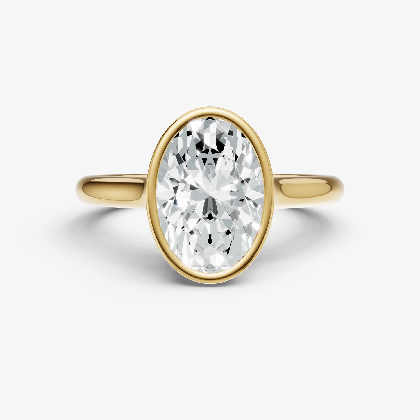 Oval Bezel Set Cathedral Set Engagement Ring