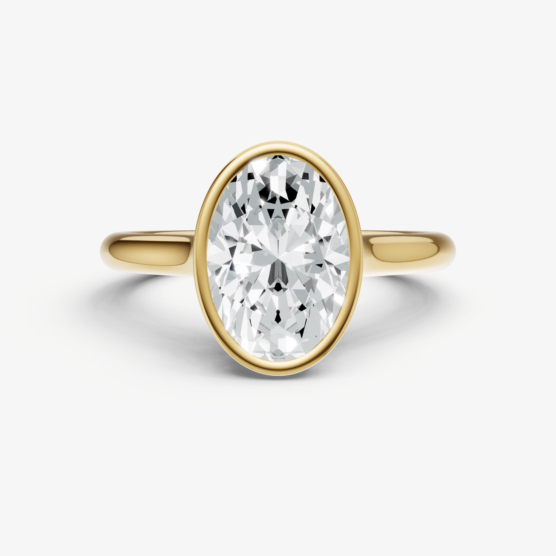 Oval Bezel Set Cathedral Set Engagement Ring