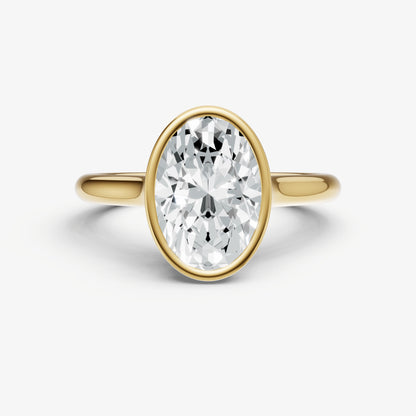 Oval Bezel Set Cathedral Set Engagement Ring