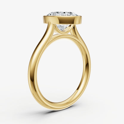 Oval Bezel Set Cathedral Set Engagement Ring