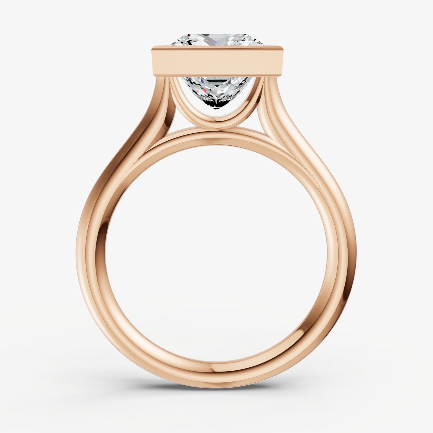 Princess Bezel Set Cathedral Set Engagement Ring