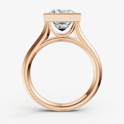 Princess Bezel Set Cathedral Set Engagement Ring