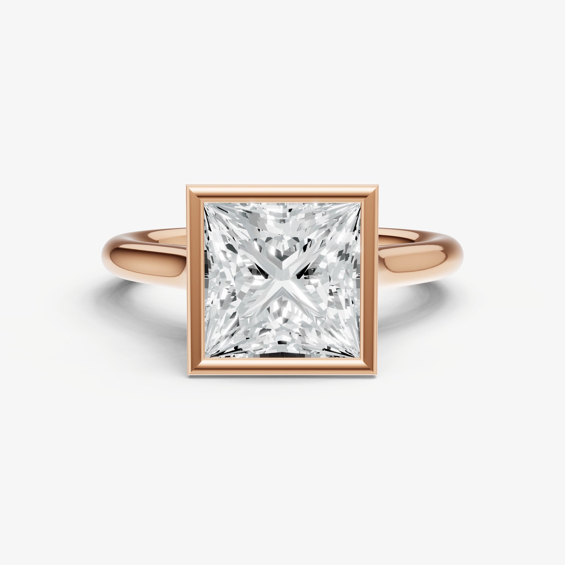 Princess Bezel Set Cathedral Set Engagement Ring