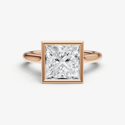 Princess Bezel Set Cathedral Set Engagement Ring