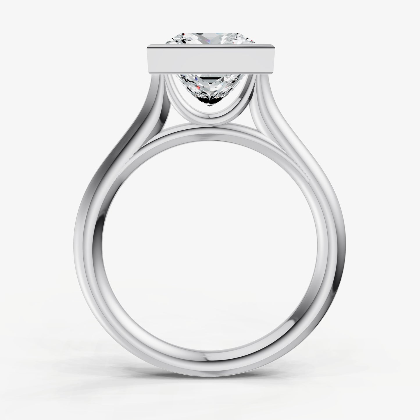 Princess Bezel Set Cathedral Set Engagement Ring