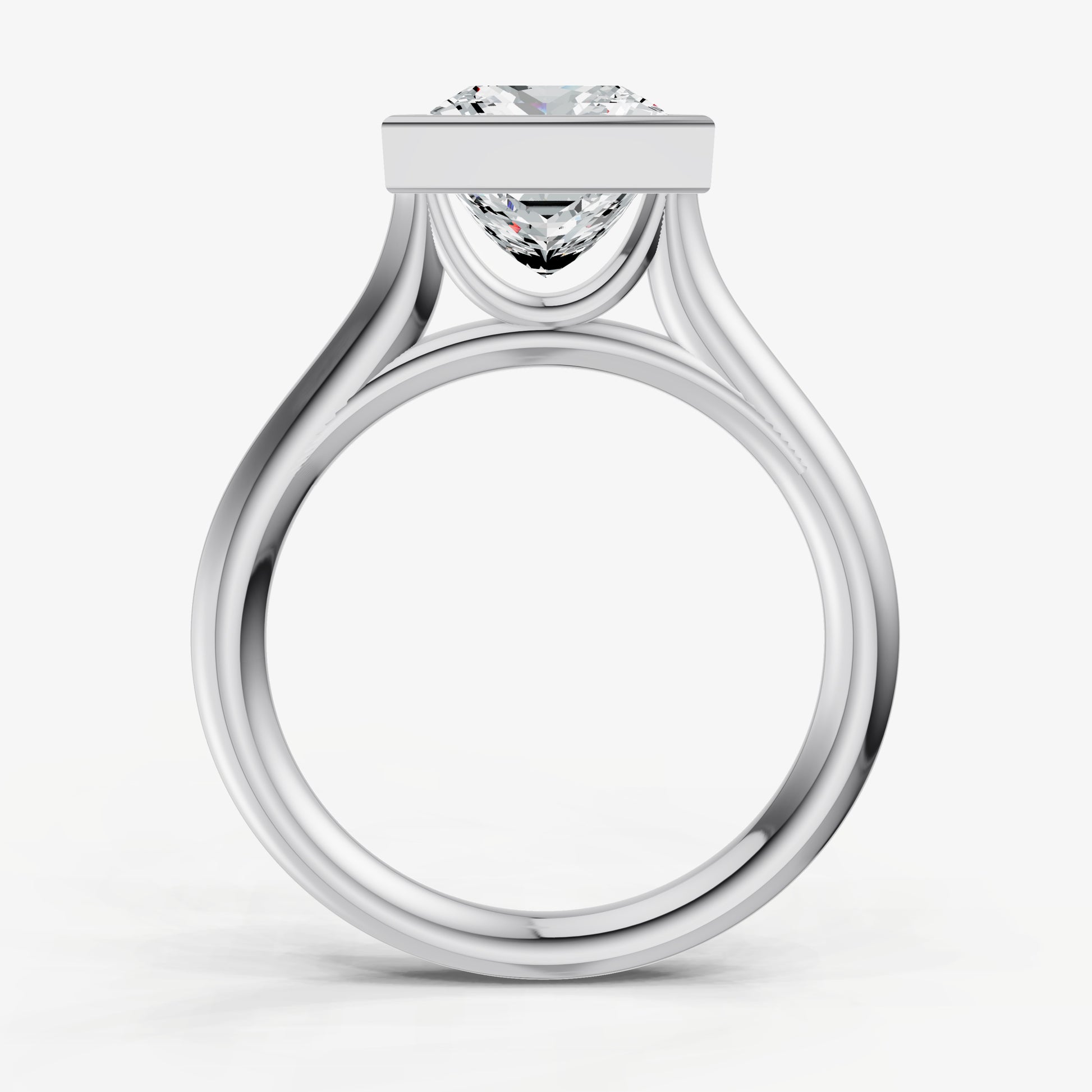 Princess Bezel Set Cathedral Set Engagement Ring