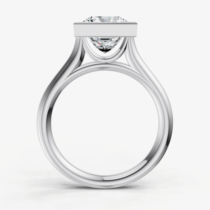 Princess Bezel Set Cathedral Set Engagement Ring