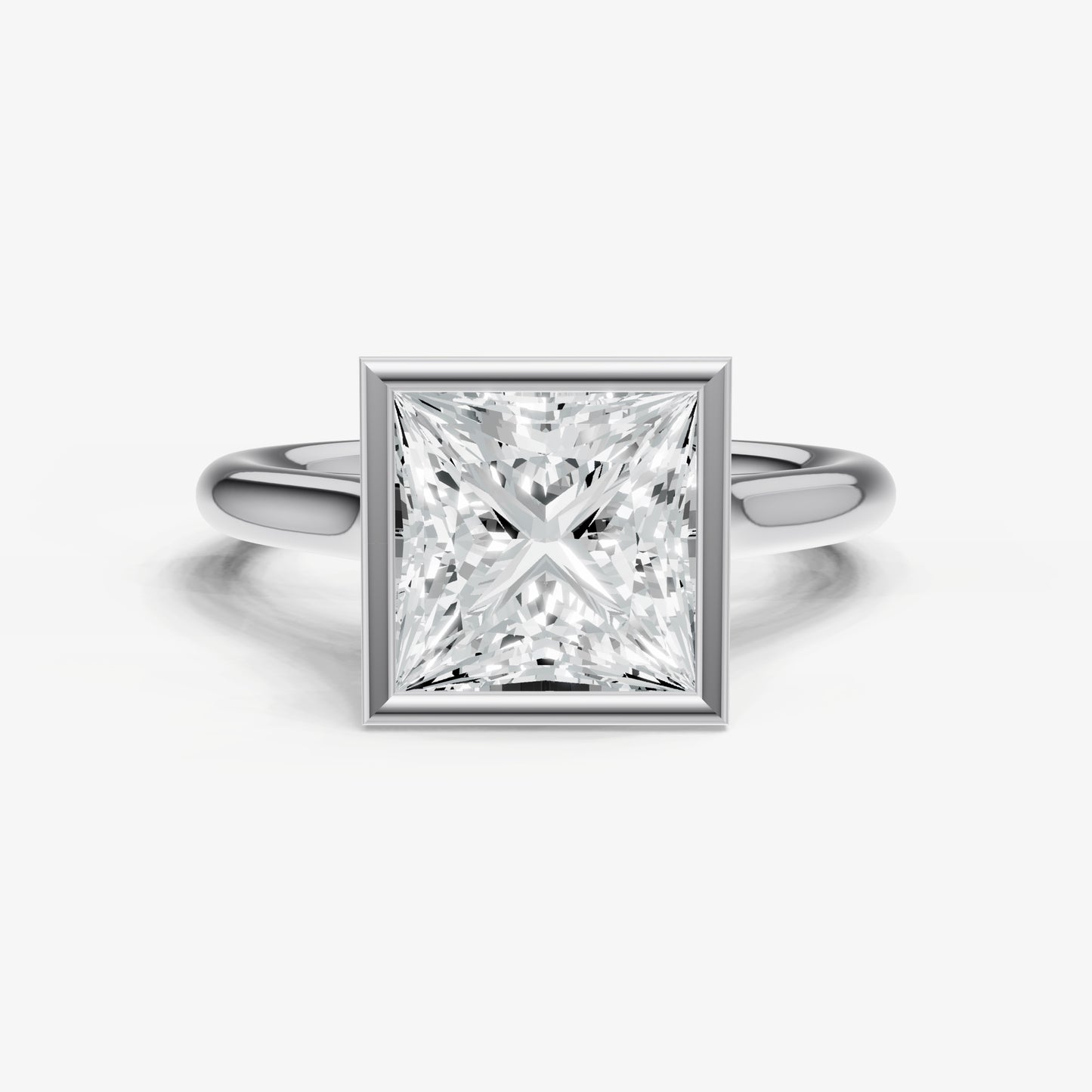 Princess Bezel Set Cathedral Set Engagement Ring
