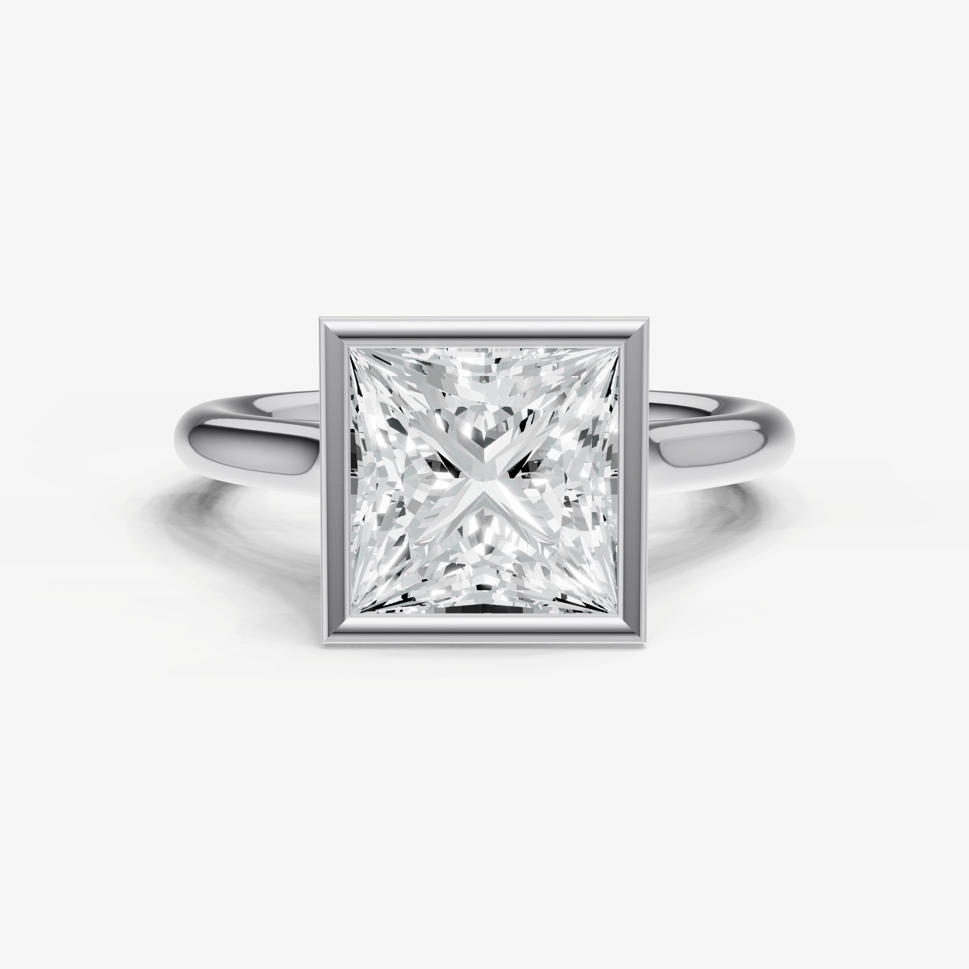 Princess Bezel Set Cathedral Set Engagement Ring