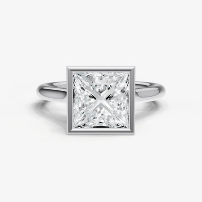 Princess Bezel Set Cathedral Set Engagement Ring
