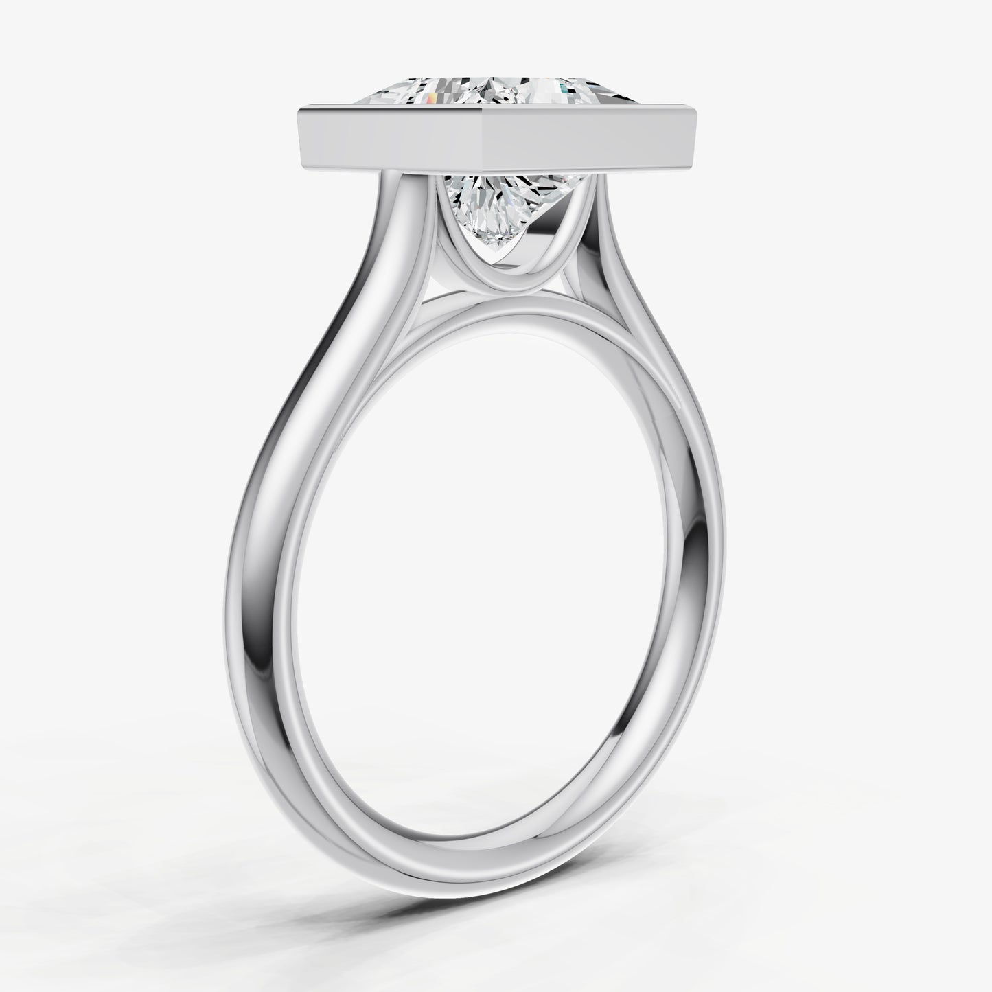 Princess Bezel Set Cathedral Set Engagement Ring