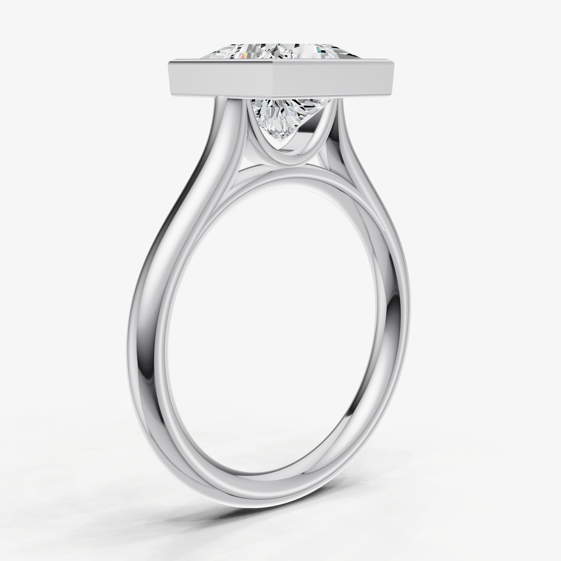 Princess Bezel Set Cathedral Set Engagement Ring