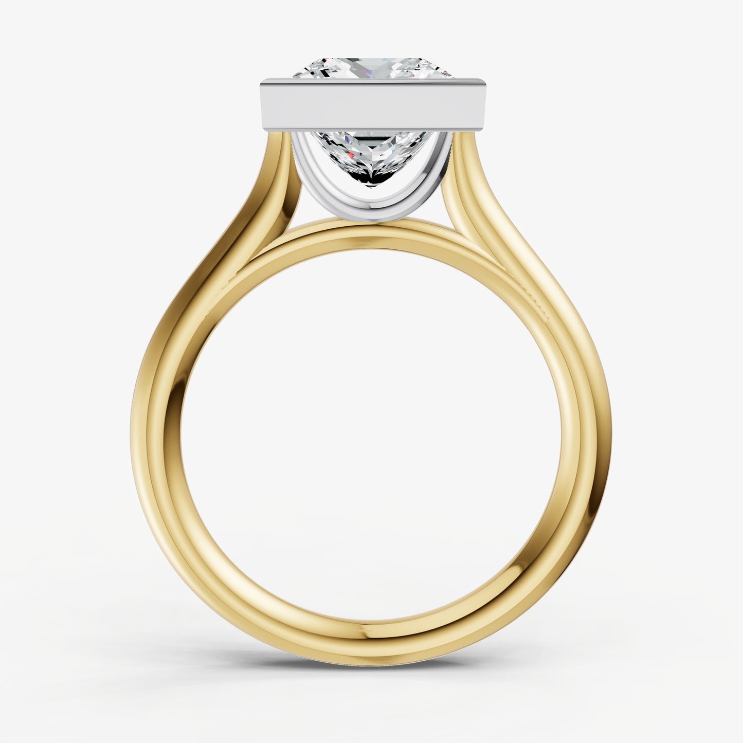 Princess Bezel Set Cathedral Set Engagement Ring