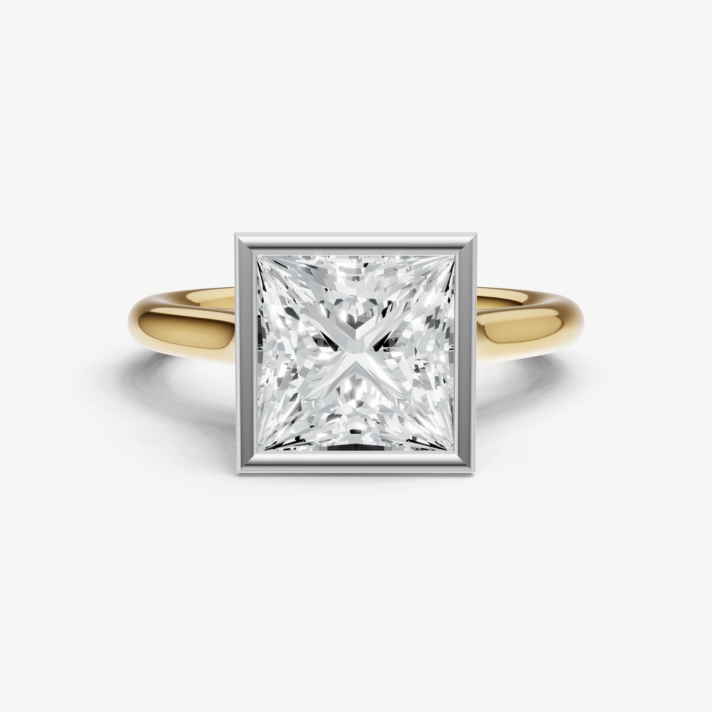 Princess Bezel Set Cathedral Set Engagement Ring