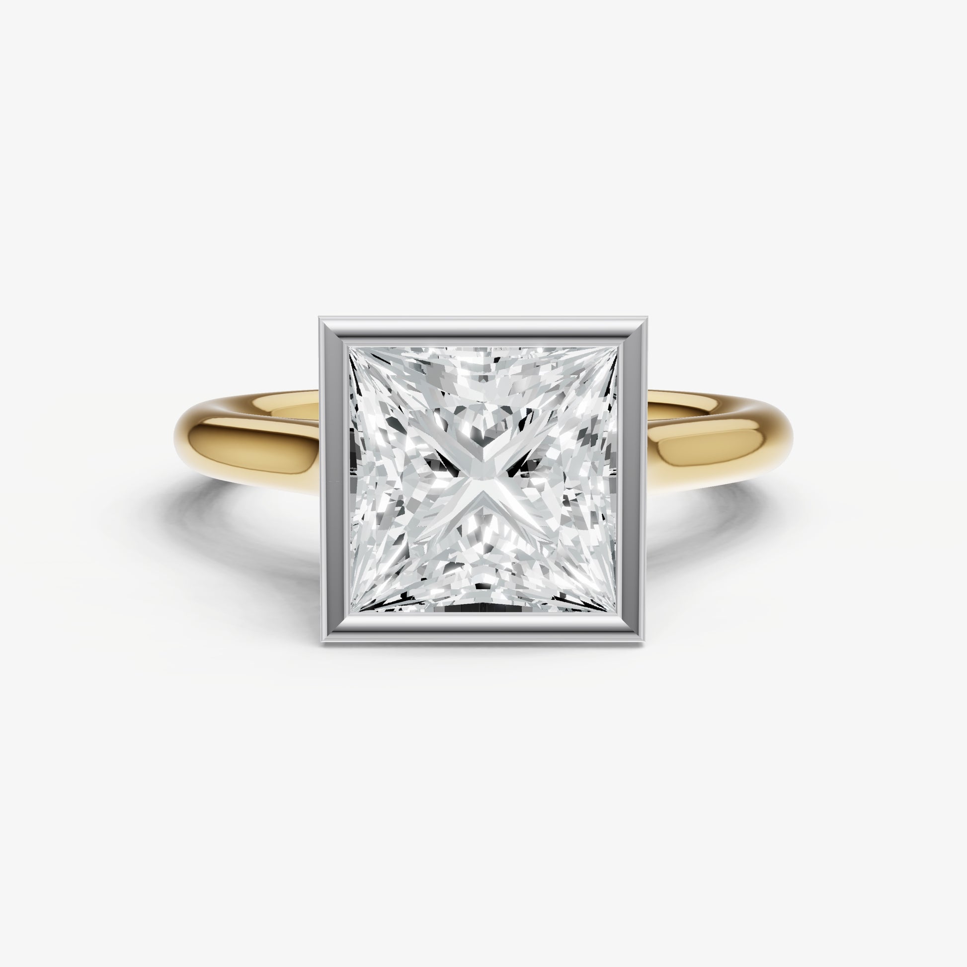 Princess Bezel Set Cathedral Set Engagement Ring