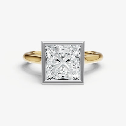 Princess Bezel Set Cathedral Set Engagement Ring