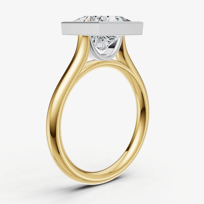 Princess Bezel Set Cathedral Set Engagement Ring