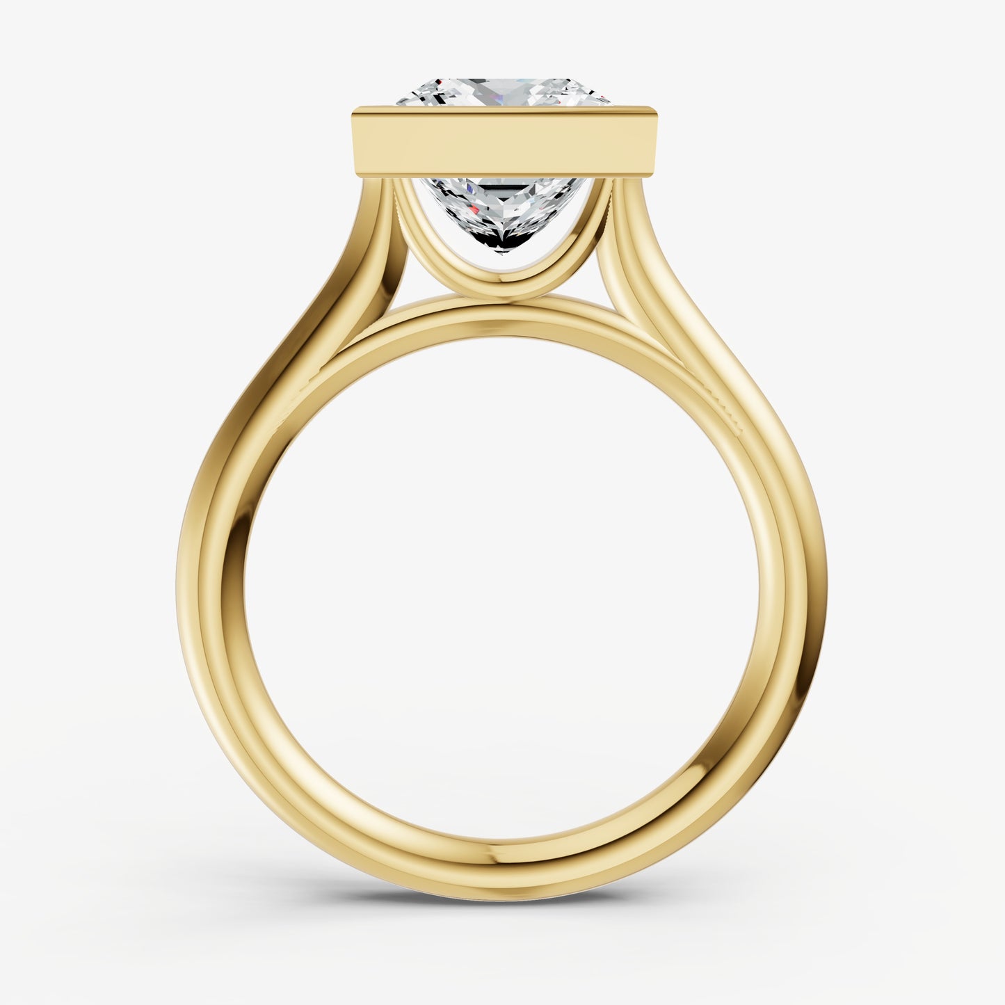 Princess Bezel Set Cathedral Set Engagement Ring