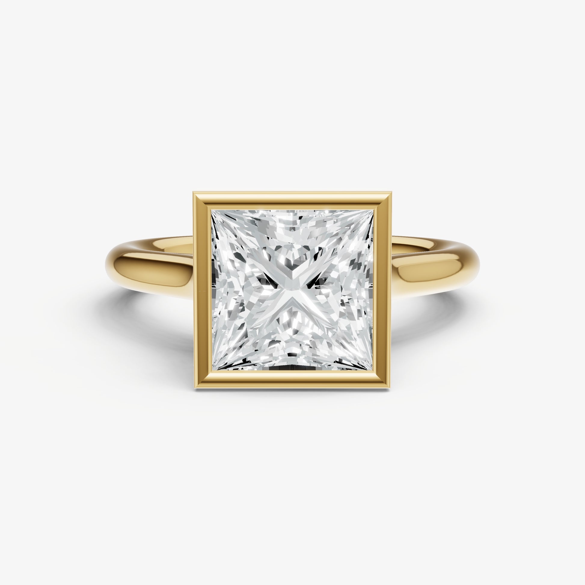 Princess Bezel Set Cathedral Set Engagement Ring