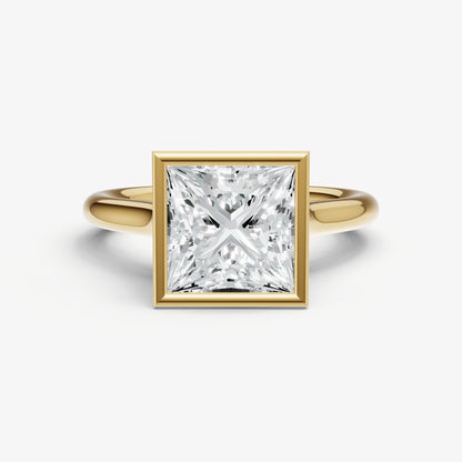 Princess Bezel Set Cathedral Set Engagement Ring