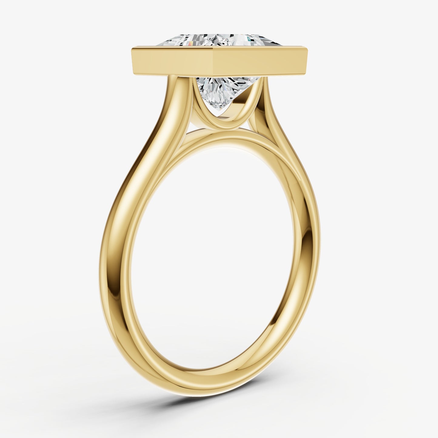 Princess Bezel Set Cathedral Set Engagement Ring