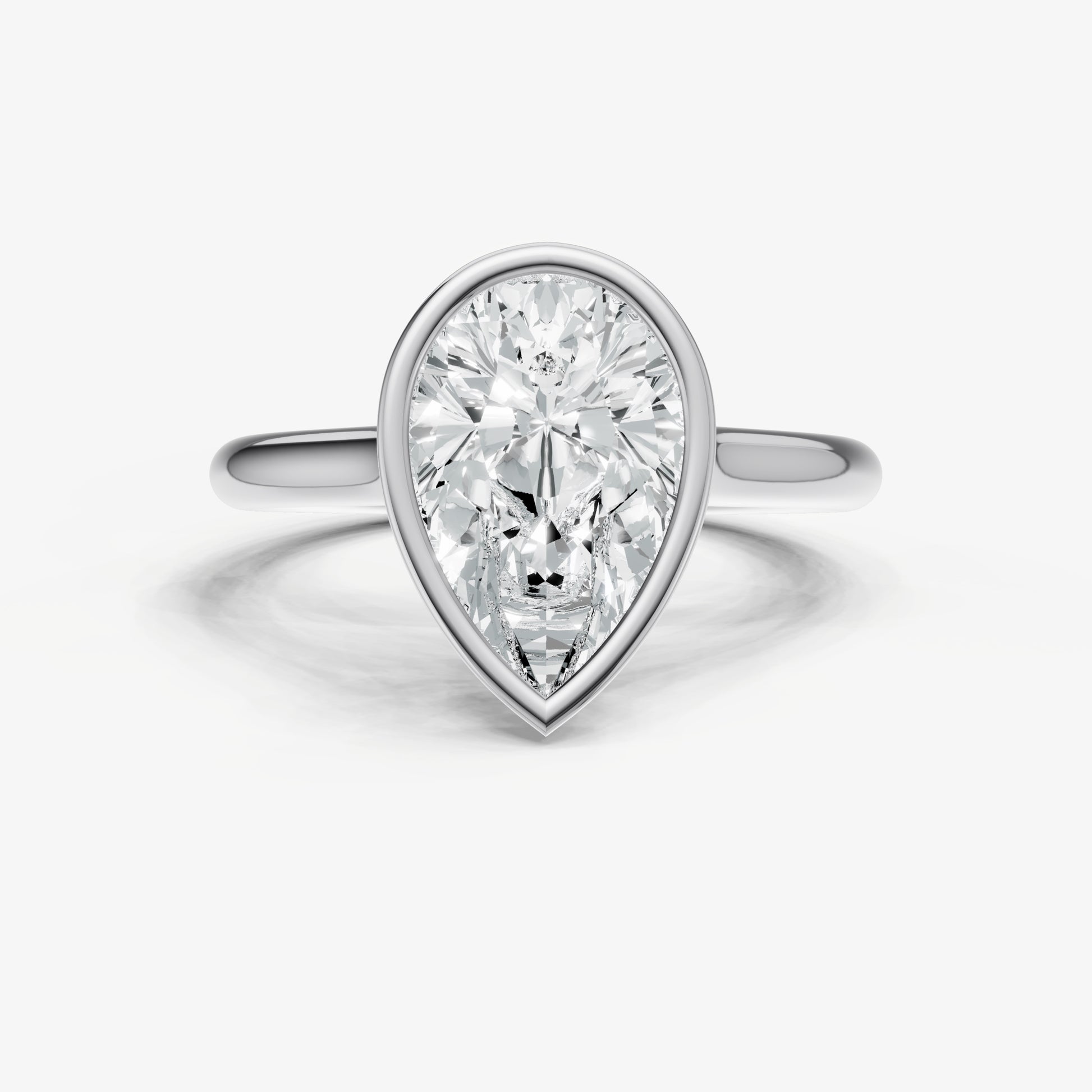 Pear Bezel Set Cathedral Set Engagement Ring