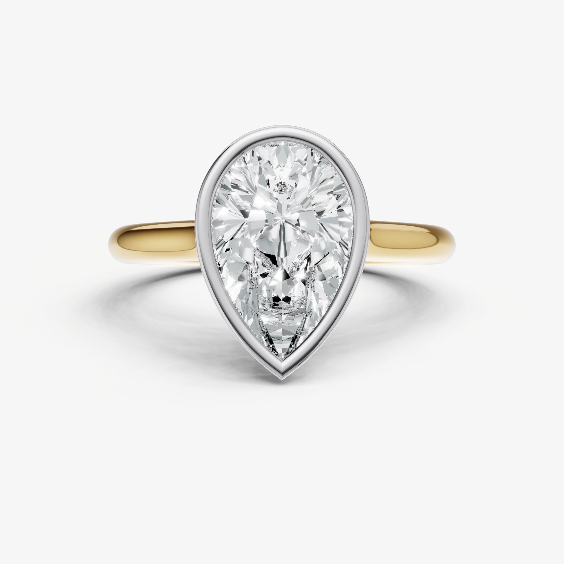 Pear Bezel Set Cathedral Set Engagement Ring