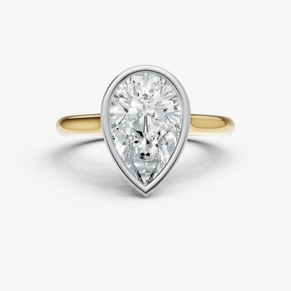 Pear Bezel Set Cathedral Set Engagement Ring