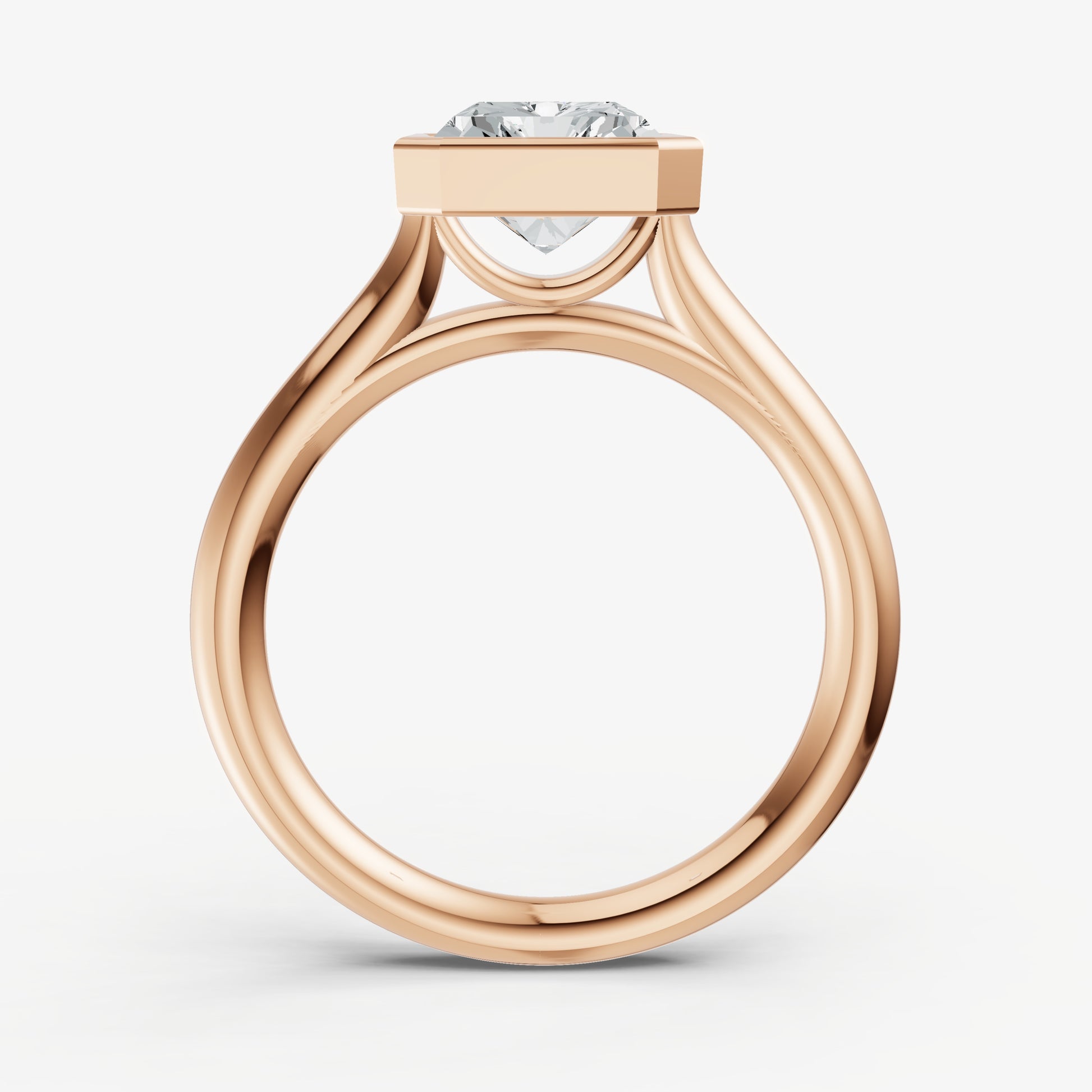 Radiant Bezel Set Cathedral Set Engagement Ring
