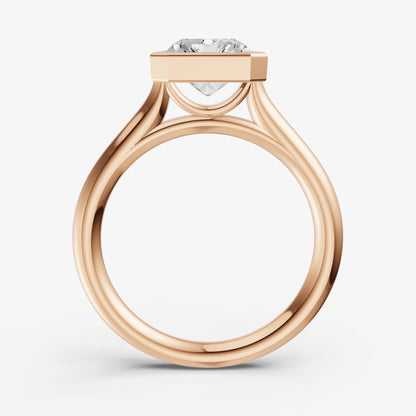Radiant Bezel Set Cathedral Set Engagement Ring