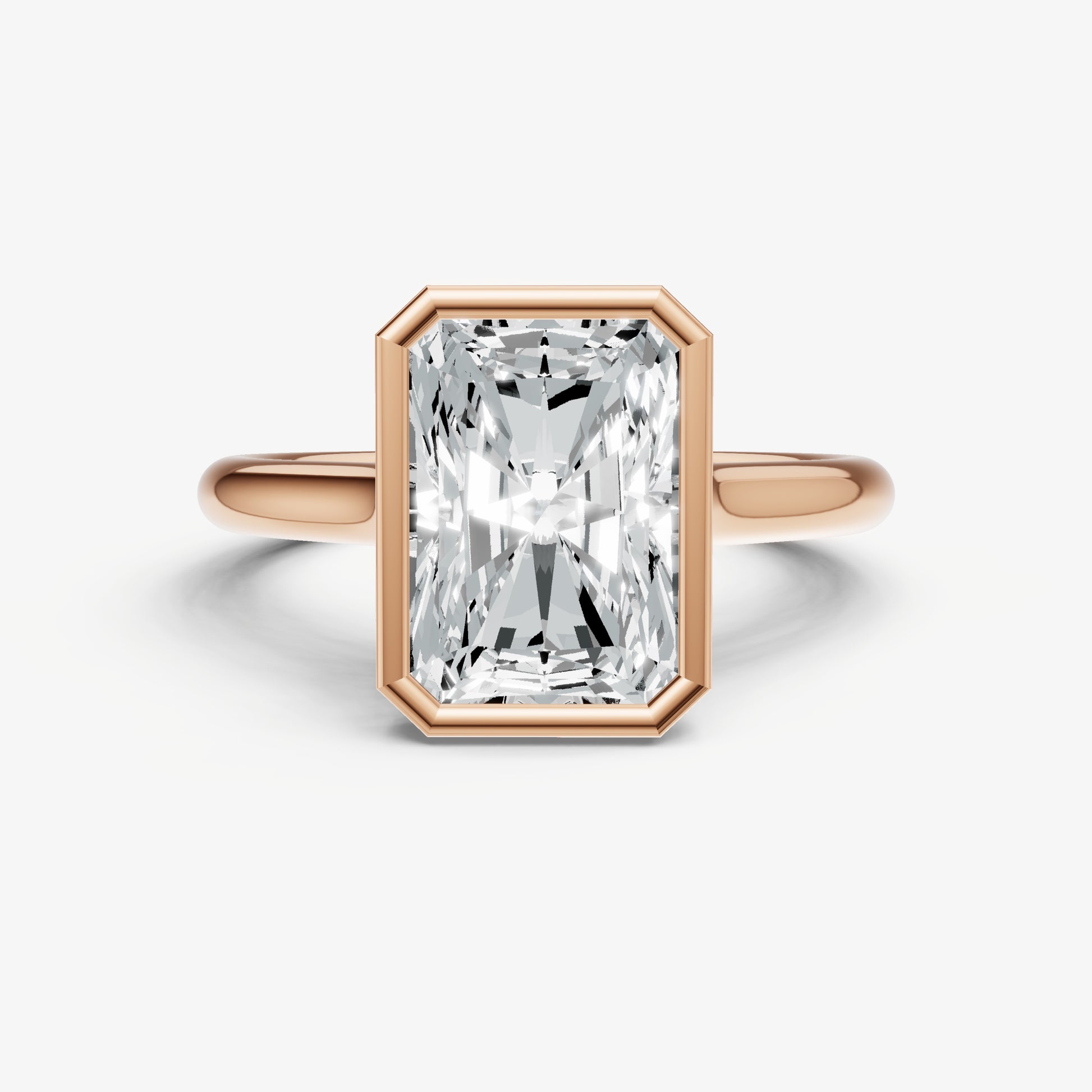 Radiant Bezel Set Cathedral Set Engagement Ring