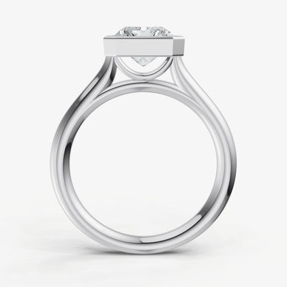 Radiant Bezel Set Cathedral Set Engagement Ring