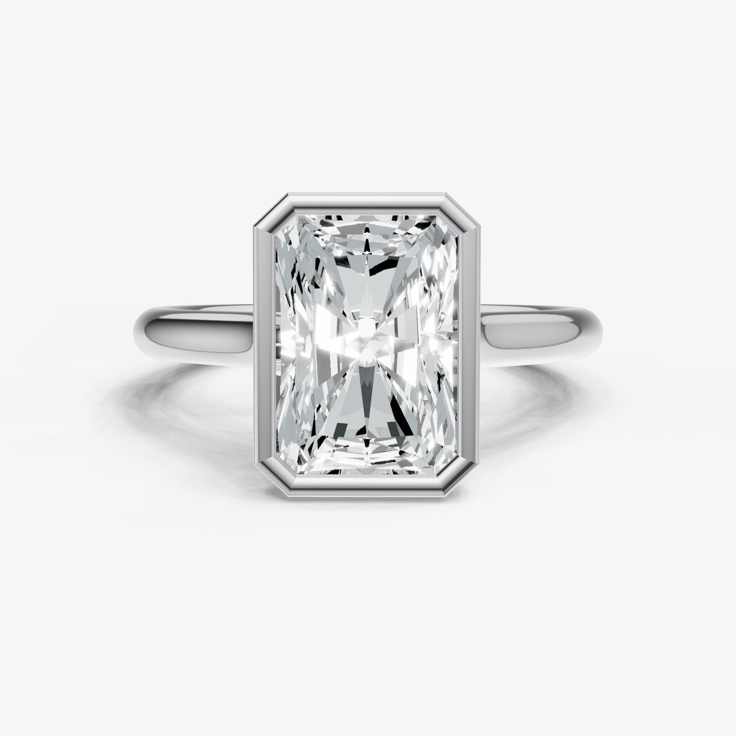 Radiant Bezel Set Cathedral Set Engagement Ring