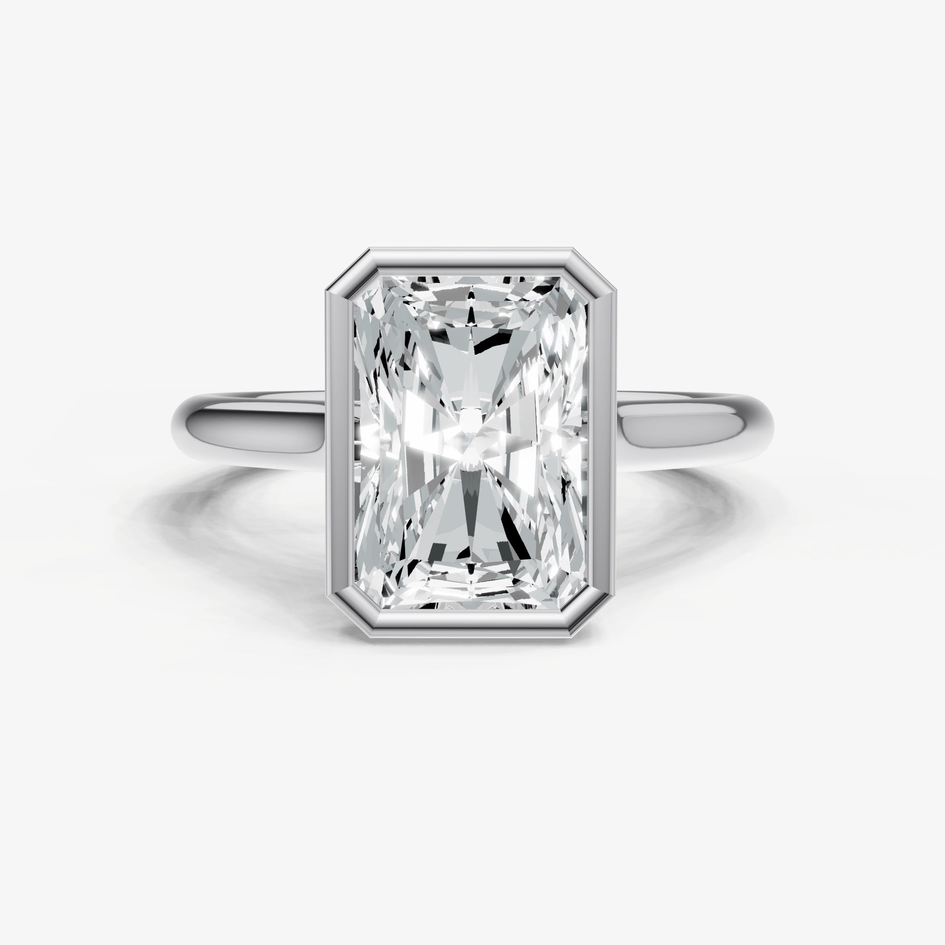 Radiant Bezel Set Cathedral Set Engagement Ring