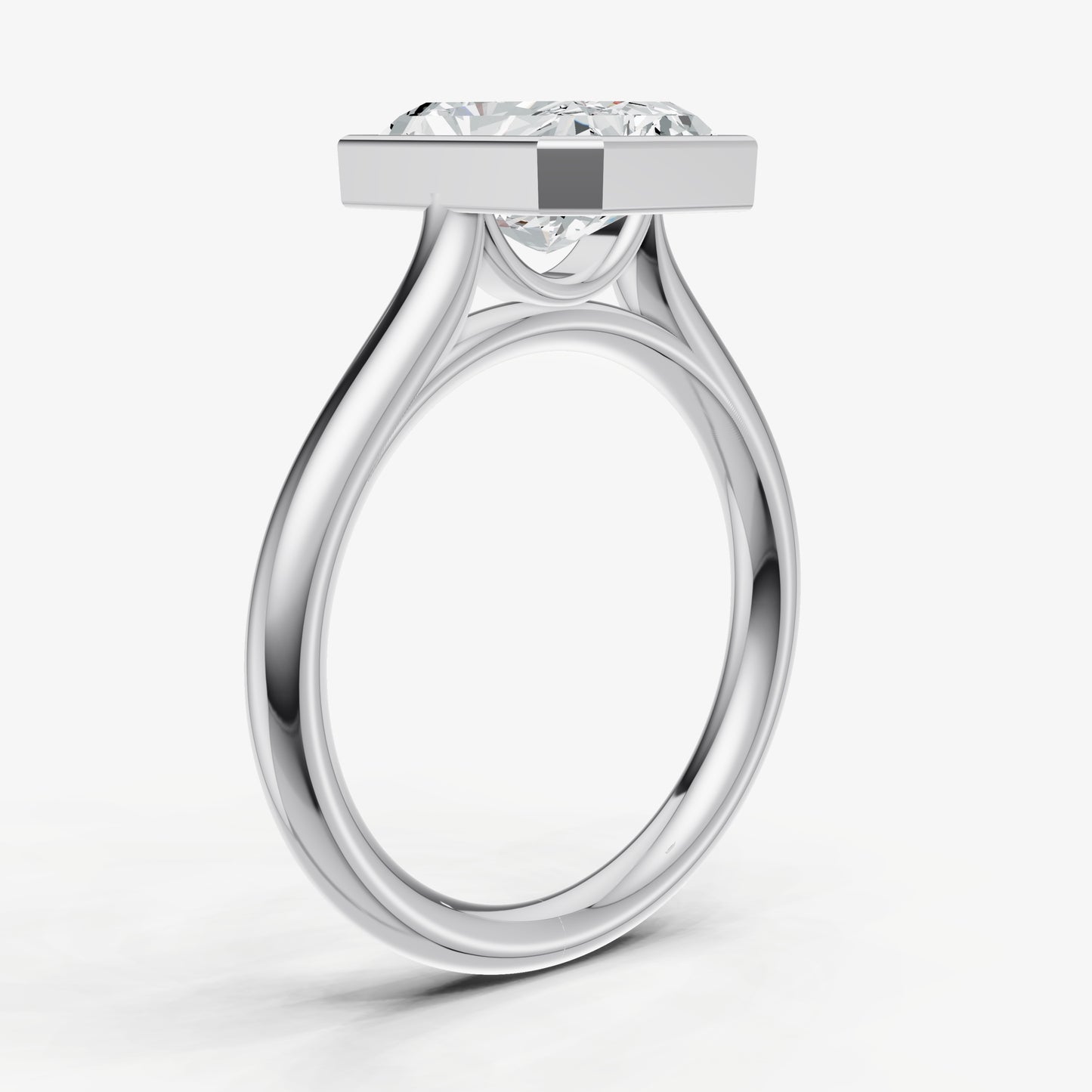 Radiant Bezel Set Cathedral Set Engagement Ring