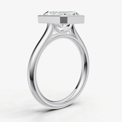 Radiant Bezel Set Cathedral Set Engagement Ring