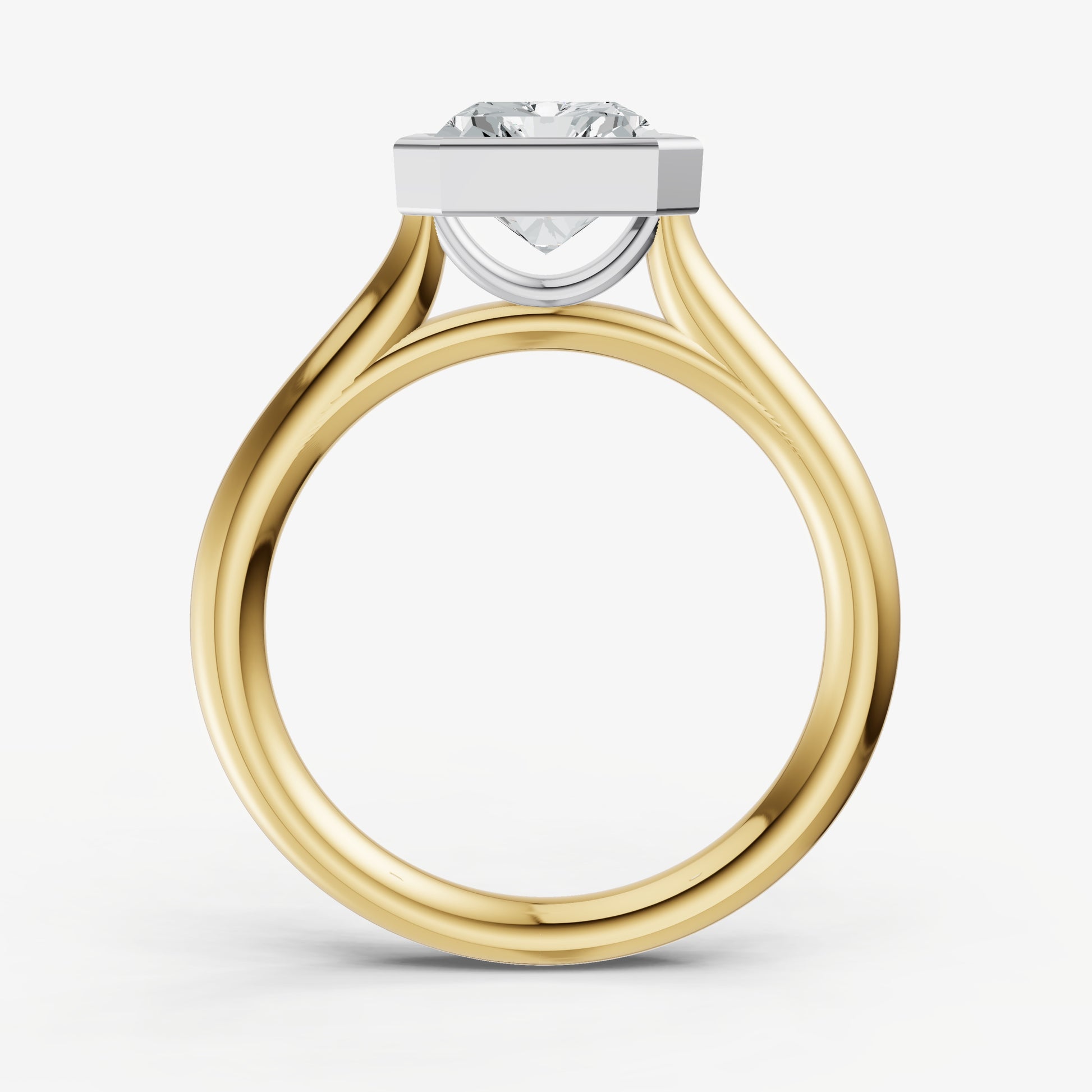 Radiant Bezel Set Cathedral Set Engagement Ring