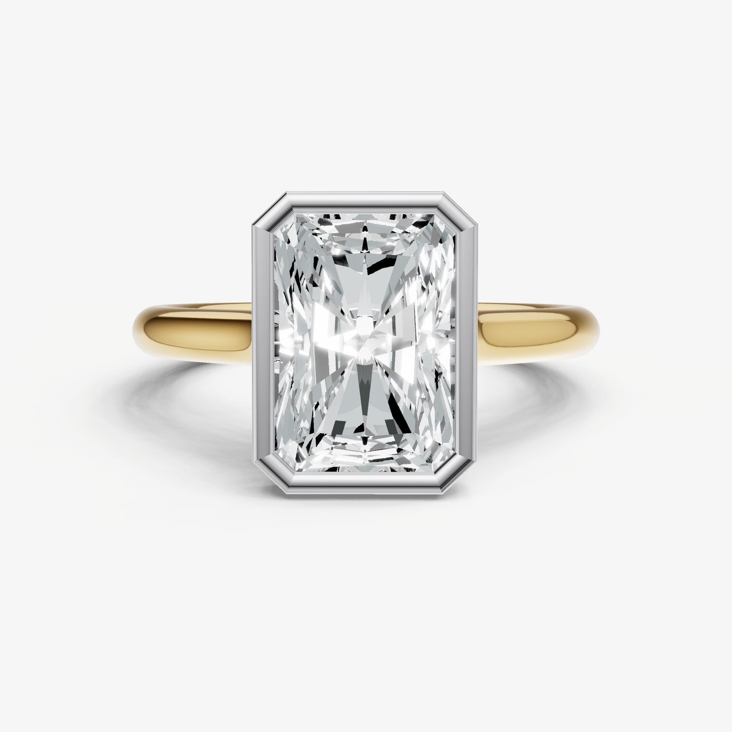 Radiant Bezel Set Cathedral Set Engagement Ring