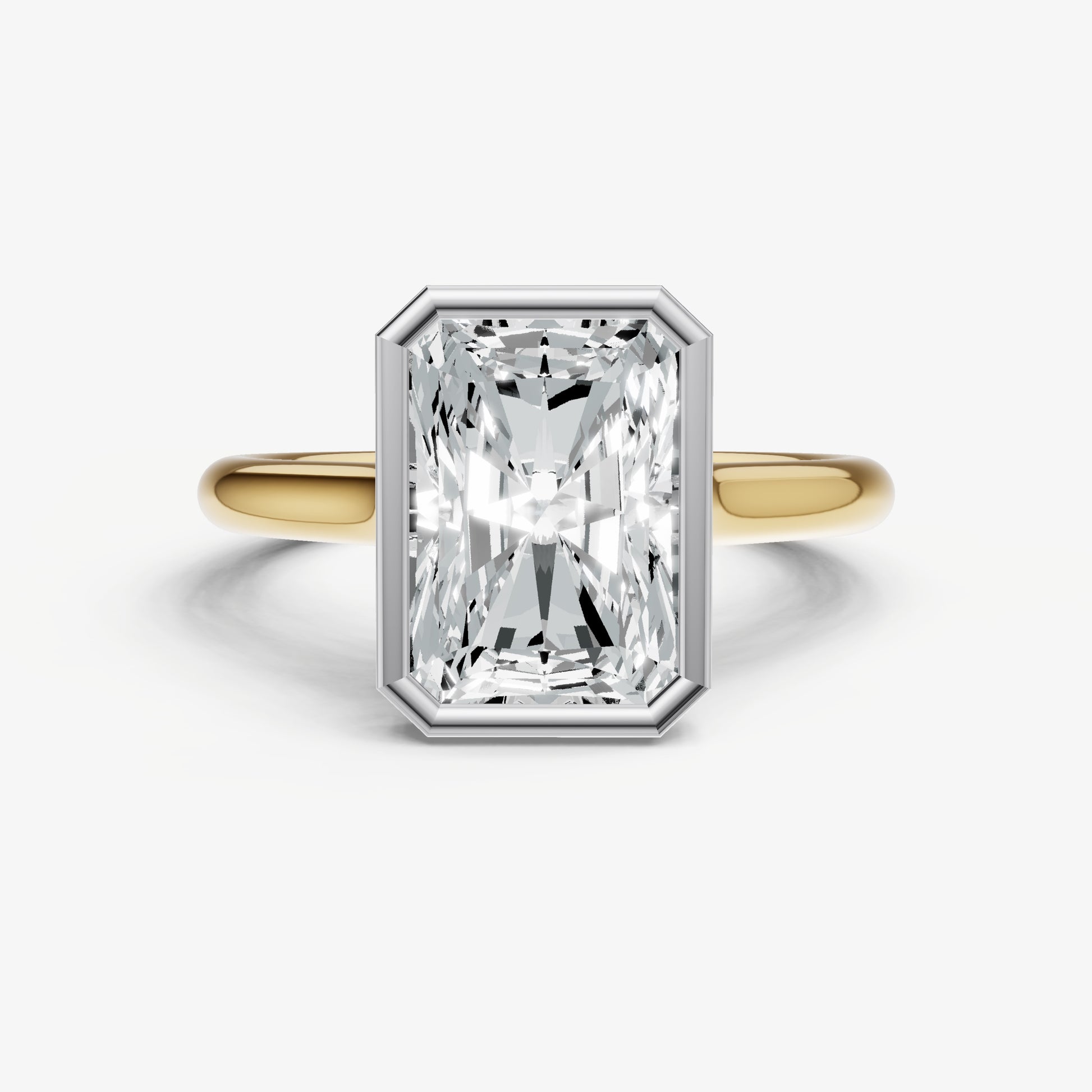 Radiant Bezel Set Cathedral Set Engagement Ring
