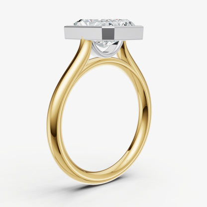 Radiant Bezel Set Cathedral Set Engagement Ring