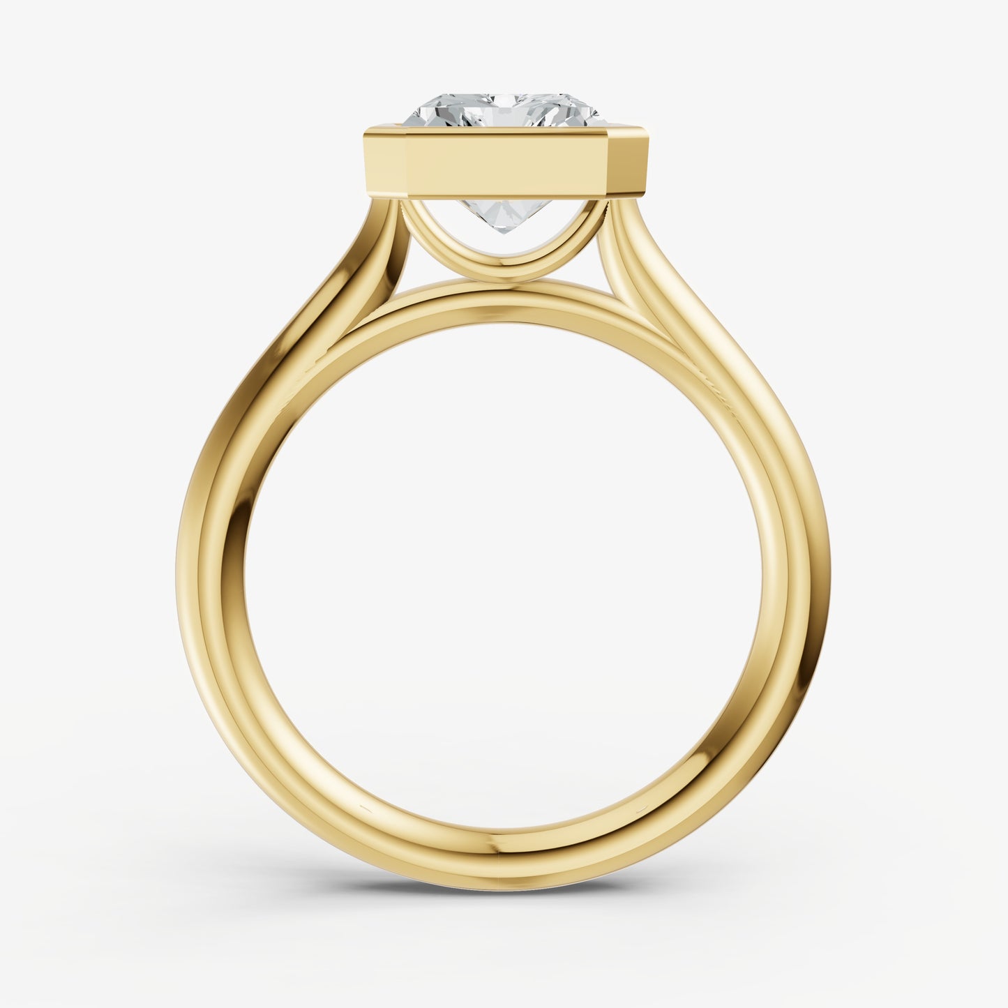 Radiant Bezel Set Cathedral Set Engagement Ring